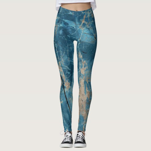Aqua Onyx Marmer: Ontwerp met hoge resolutie. Leggings (Voorkant)