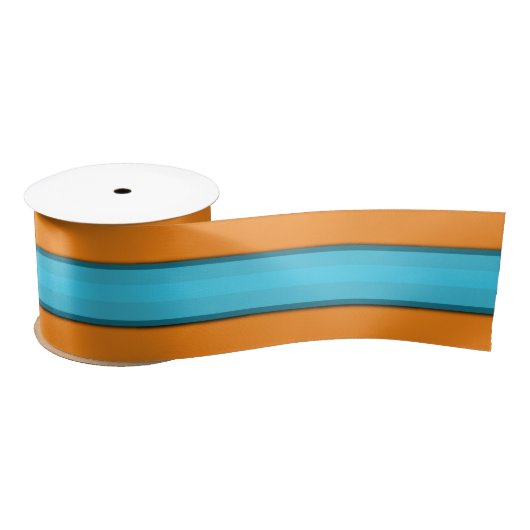 Aqua Oranje breedband Satin Ribbon Satijnen Lint (Spoel)