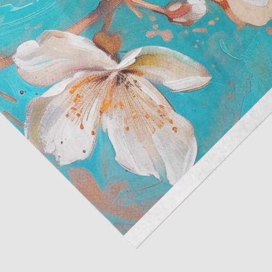 Aqua Oranje Dragonfly Bloemen Decoupage Tissuepapier (Detail)