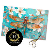 Aqua Oranje Dragonfly Bloemen Decoupage Tissuepapier