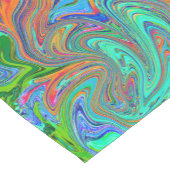 Aqua, Oranje en Groene Groovy Abstracte Retro Art Korte Tafelloper (Hoek)