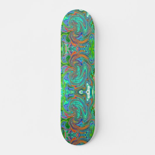Aqua, Oranje en Groene Groovy Abstracte Retro Art Persoonlijk Skateboard (Voorkant)