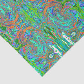 Aqua, Oranje en Groene Groovy Abstracte Retro Art Tissuepapier (Detail)