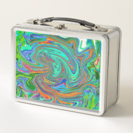 Aqua, Oranje en Groene Groovy Abstracte Retro Kuns