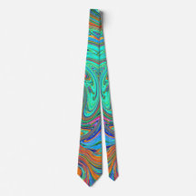 Aqua, Oranje en Groene Groovy Abstracte Retro Kuns