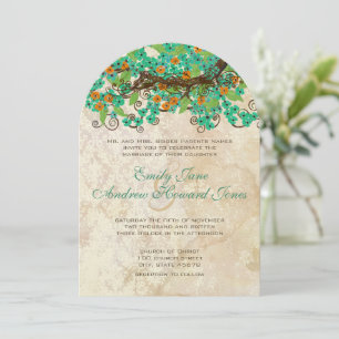 Aqua Oranje en Limoen Cherry Blossom Brown Paper Kaart