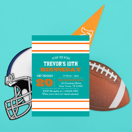 Aqua Oranje en White Team Birthday Kaart