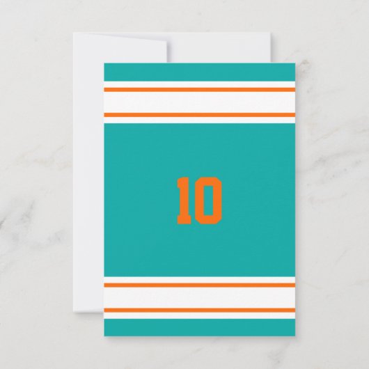 Aqua Oranje en White Team Birthday Kaart (Achterkant)