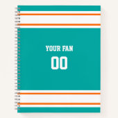 Aqua, Oranje en wit Football Notitieboek (Voorkant)