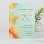 Aqua Oranje Floral Formal Wedding Invitations Kaart (Staand voorkant)