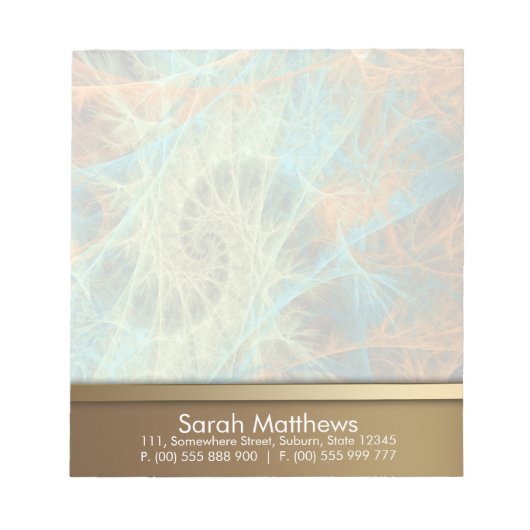 Aqua Oranje Fractal Swirl Notitieblok (Voorkant)