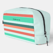 Aqua Oranje gestreepte patroon Modern Toilettasje (Rechterhoek)