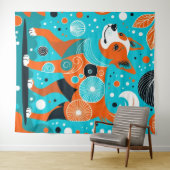 aqua-Oranje hoektand Wandkleed (In Situ (horizontaal))