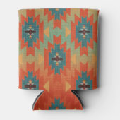 Aqua, Oranje Ombre SouthWestern Style Koelbox Blikjeskoeler (Voorkant)