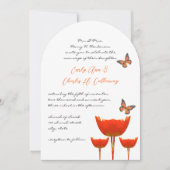 Aqua Oranje papaver Butterflies Wedding Kaart (Voorkant)