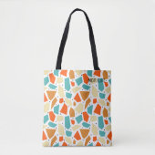Aqua Oranje polygoon geometrisch patroon monogram Tote Bag (Voorkant)