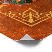 Aqua & Oranje Steampunk Pumpkin Digitale Kunst Poster (Hoek)