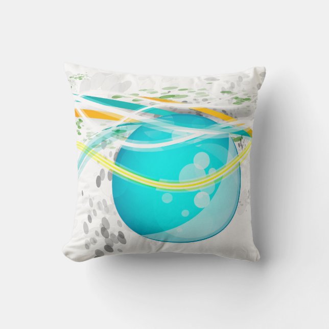 Aqua Orb Abstract Amerikaans MoJo Pillow Kussen (Voorkant)