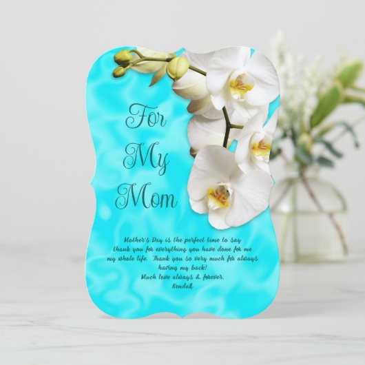 Aqua Orchids Moederdag Bericht Kaarten (Staand voorkant)