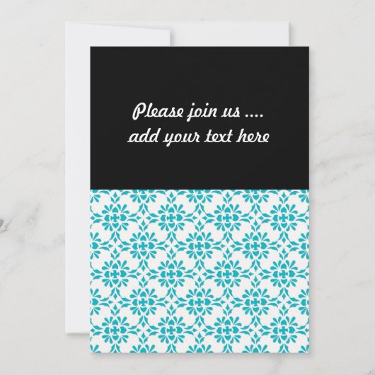 Aqua over White Damask Style Pattern Kaart (Voorkant)