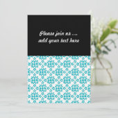 Aqua over White Damask Style Pattern Kaart (Staand voorkant)