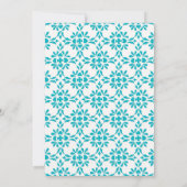 Aqua over White Damask Style Pattern Kaart (Achterkant)