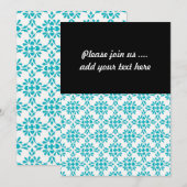 Aqua over White Damask Style Pattern Kaart (Voorkant / Achterkant)