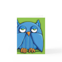 Aqua Owl green Note Kaart