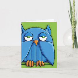Aqua Owl green Note Kaart