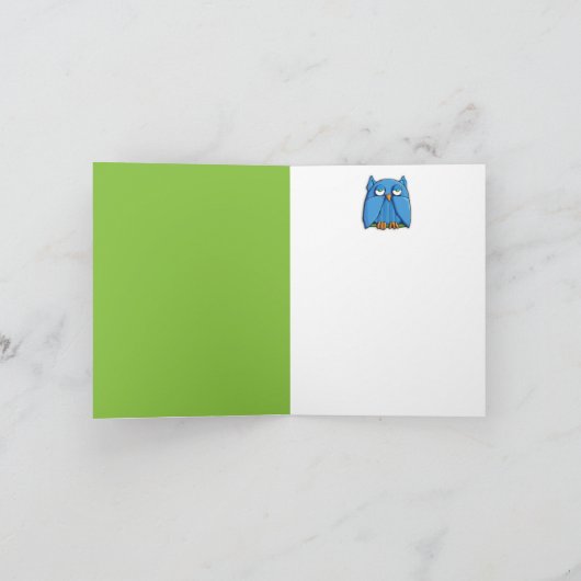 Aqua Owl green Note Kaart (Binnen)