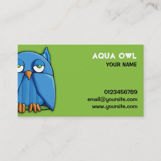 Aqua Owl green Visitekaartje (Voorkant)