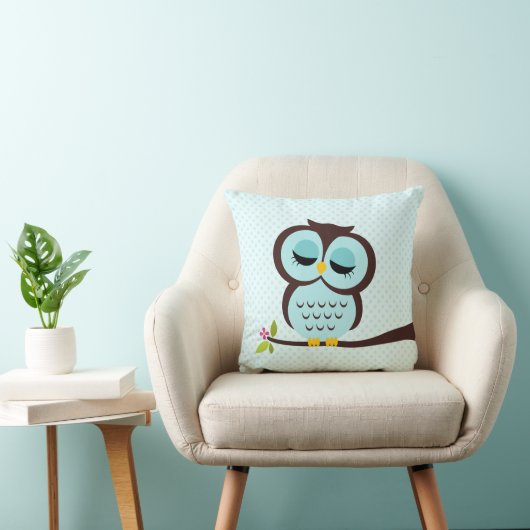 Aqua Owl Kussen (Stoel)