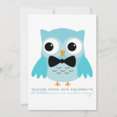 Aqua Owl met de Uitnodiging van het Baby shower va (Voorkant)