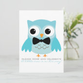 Aqua Owl met de Uitnodiging van het Baby shower va (Staand voorkant)