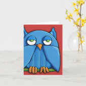 Aqua Owl red Note Kaart (Gele Bloem)