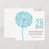 Aqua Paardenbloem Save the Date Aankondigingen (Voorkant / Achterkant)