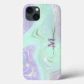 Aqua Paars Crystal Marble Iridescent Agate Case-Mate iPhone Case (Achterkant)