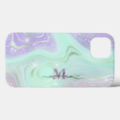 Aqua Paars Crystal Marble Iridescent Agate Case-Mate iPhone Case (Achterkant (horizontaal))