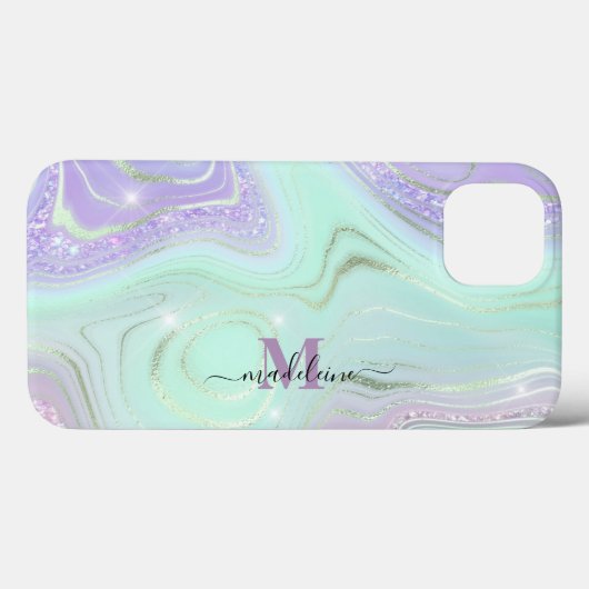 Aqua Paars Crystal Marble Iridescent Agate Case-Mate iPhone Case (Achterkant (horizontaal))