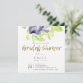 AQUA PAARS INK WATERVERF FLORAL VRIJGEZELLENFEEST KAART (Staand voorkant)