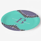 Aqua & Paars Lace Wedding Souvenir Bord (Gekanteld)