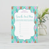 Aqua Paars Mermaid Baby shower Game Invitation Kaart (Staand voorkant)