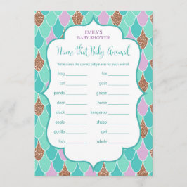 Aqua Paars Mermaid Baby shower Game Invitation Kaart