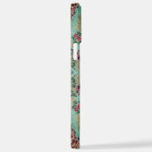 Aqua Paars Pink Floral Faux Lampas Brocade iPhone Hoesje (Rechterkant)