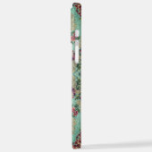 Aqua Paars Pink Floral Faux Lampas Brocade iPhone Hoesje (Linkerkant)