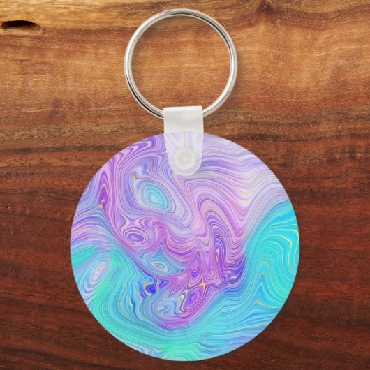 Aqua Paarse Abstract Sleutelhanger (Voorkant)