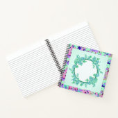 Aqua Paarse Bloemen  Notitieboek (Binnen)