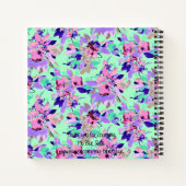 Aqua Paarse Bloemen  Notitieboek (Achterkant)