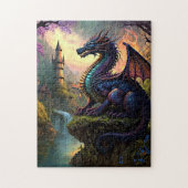 Aqua Paarse Dragon bij River Legpuzzel (Verticaal)