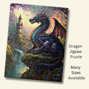 Aqua Paarse Dragon bij River Legpuzzel